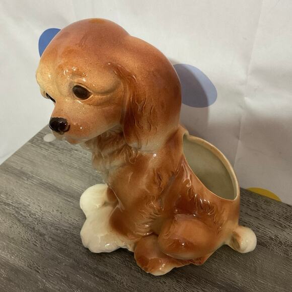 Mid Century Porcelain Puppy Dog Planter - Picture 3 of 15
